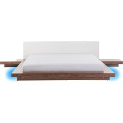 Beliani ZEN - Tweepersoonsbed met LED-verlichting-Lichte houtkleur-MDF