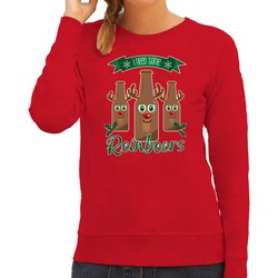 Bellatio Decorations foute kersttrui/sweater dames - Rudolf Reinbeers - rood - rendier/bier XL - kerst truien