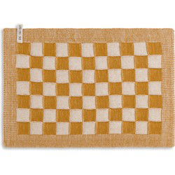 Knit Factory Gebreide Placemat - Onderlegger Block - Ecru/Oker - 50x30 cm