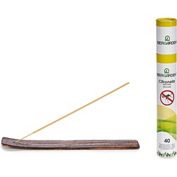 Ibergarden Citronella wierrook sticks - met houder/plankje - 40x sticks - 32 cm - geurkaarsen
