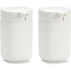 Zeller Zeeppompje/dispenser - 2x - kunststof - wit - 12 cm - modern - Zeeppompjes