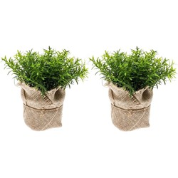 Voordeelset van 5x stuks groene kunstplanten tijm kruiden plant in pot - Kunstplanten