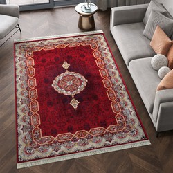 Isfahan Oosters Vloerkleed - Laagpolig - Klassiek Vintage Tapijt - Rood / Multi- 160x230 CM