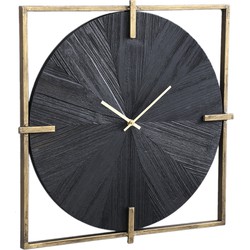 PTMD Oxxo Gold metal clock with black veneer square