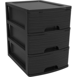 Ladenkast/bureau organizer zwart A5 3x lades stapelbaar L27 x B36 x H35 cm - Ladeblok
