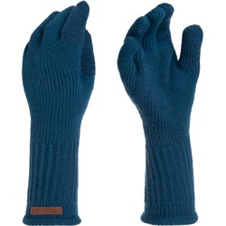 Knit Factory Lana Gebreide Dames Handschoenen - Polswarmers - Petrol - One Size