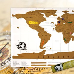 Decopatent® Kras wereldkaart XL Deluxe - Scratch map wereldkaart - Muur Scratchmap - Scratch art wereld kaart - 88 x 52 Cm