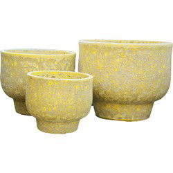 PTMD Bloempot Sanish - 50x50x40 cm - Keramiek - Geel - Set van 3