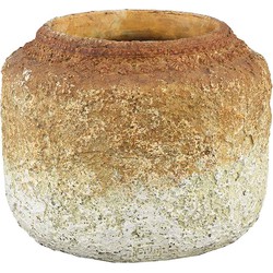 PTMD Fey Ronde Bloempot - H18 x Ø23 cm - Cement - Goud