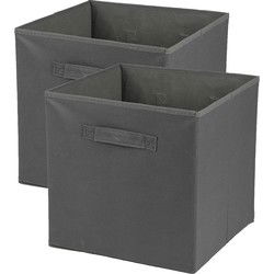 Urban Living Opbergmand/kastmand Square Box - 3x - karton/kunststof - 29 liter - titanium grijs - 31 x 31 x 31 cm - Opbergmanden