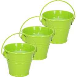 Citronella kaarsen - in zink potje - set 3x - groen - 5 branduren - geurkaarsen