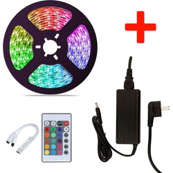 Groenovatie RGB LED Strip Set, 5 Meter, 14.4 Watt/meter, Met Adapter & Controller