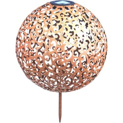 1x Buitenlampen/tuinlampen bollen 28,5 cm koper op steker - Prikspotjes