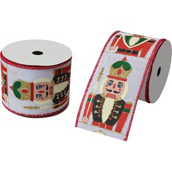 Clayre & Eef Kerstlint 63 mm x 5 m Wit Synthetisch
