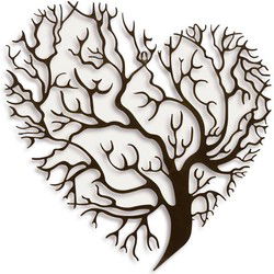 A PAIR OF HEART SHAPED METAL TREE WALL DECOR