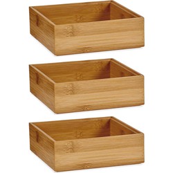 3x Stuks Kast/lade/make-up organizers bamboe hout bakje 15 x 15 x 5 cm - Make-up dozen