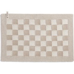Knit Factory Gebreide Placemat - Onderlegger Block - Ecru/Linnen - 50x30 cm