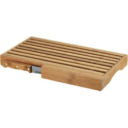 Zeller Snijplank/broodplank met kruimelbak en mes - bamboe - 40 cm - Snijplanken