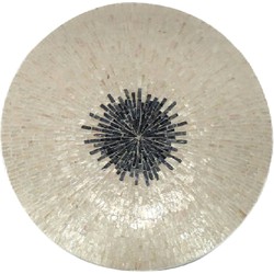 PTMD Vojtech White Round Poly Shell Bamboo Wall Panel M
