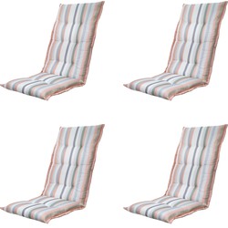 Madison -  Tuinstoelkussen Hoge Rug Righe salmone - Ca. 123x50 cm - Set van 4