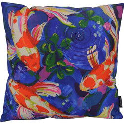 Sierkussen Blue Water Koi | 45 x 45 cm | Katoen/Linnen