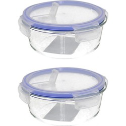 4x Voedsel bewaarbakje van borosilicaatglas 1300 ml oven/magnetron bestendig - Vershoudbakjes