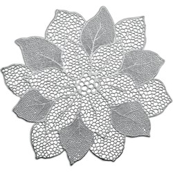 Zeller placemats lotus bloem - 1x - zilver - kunststof - 49 x 47 cm - Placemats