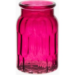 Bellatio Design Bloemenvaas - fuchsia roze - glas - D12 x H18 cm - Vazen