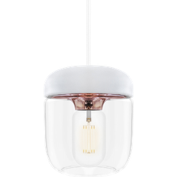 Acorn hanglamp wit met copper - met koordset wit - Ø 14 cm