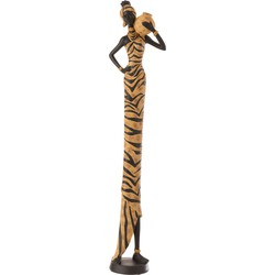 J-line - Afrikaanse Vrouw Zebra Poly Zwart/bruin - 18x12x82cm