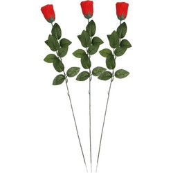 3x Nep planten rode Rosa roos kunstbloemen 60 cm decoratie - Kunstbloemen