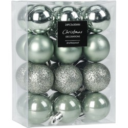 Christmas Decoration Kerstballen - 16x - 5 cm - kunststof - mintgroen - Kerstbal