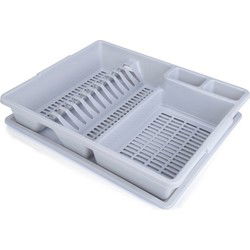Decopatent® Afdruiprek voor afwas - Afdruiprekje met Lekbak - Kunststof - Afdruipmat - Afwassen borden & bestek - 37.5 x 45 x 9 Cm