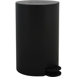 MSV kleine pedaalemmer - kunststof - zwart - 3L - 15 x 27 cm - Badkamer/toilet - Pedaalemmers