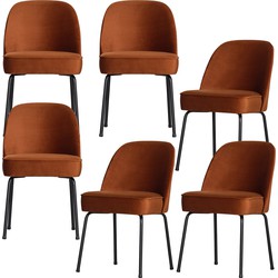 BePureHome eetkamerstoelen Vogue - Fluweel - Roest - Set van 6