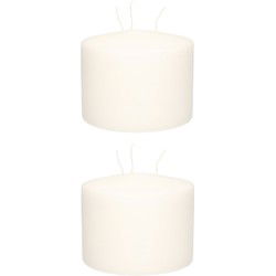 2x stuks witte multi lont kaars/mammoetkaars 15 x 12 cm 104 branduren - Stompkaarsen