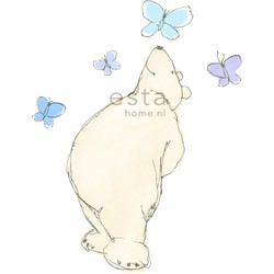 ESTAhome fotobehang een grote beer beige. blauw en paars