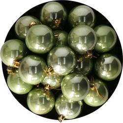 Othmar Decorations kerstballen - 18x st- 6 cm - salie groen - kunststof - Kerstbal