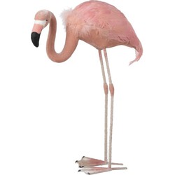 J-Line Decoratie Flamingo Buigend Fluffy Veren Roze - Small