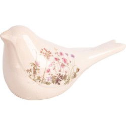 Clayre & Eef Decoratie Beeld Vogel 22x9x12 cm Beige Keramiek