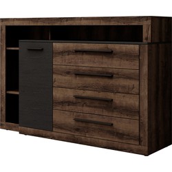 Meubella Dressoir Borna - Donker eiken - Grijs eiken - 161 cm