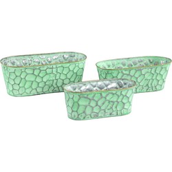 PTMD Dianne Ovale Bloempot - 33x16x12 cm - Set van 3 - Zink - Groen