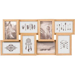 Decopatent® MDF Fotolijst Collage voor 8 Foto's van 15x10 & 10x15 Cm - Fotolijsten - Fotolijstje met 8 fotokaders - 58.5x3.2x29 Cm