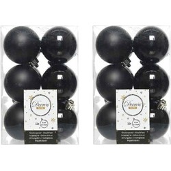 96x Kunststof kerstballen glanzend/mat zwart 6 cm kerstboom versiering/decoratie - Kerstbal