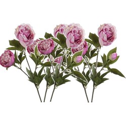 5x Roze pioenrozen kunstbloemen takken 70 cm - Kunstbloemen