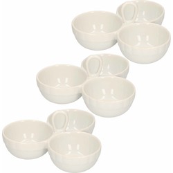 Alpina Snackschaaltje - Set van 3x stuks - 3-vaks - porselein - 20 cm - Snack en tapasschalen
