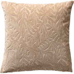 Dutch Decor KIRA - Kussenhoes 45x45 cm - met 3D bladprint - velvet - Irish Cream - beige - Dutch Decor