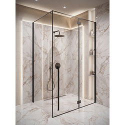 Badplaats Douchecabine Vancouver 90 x 120 x 190 cm - Zwart met Veiligheidsglas - Douchewand met Draaideur