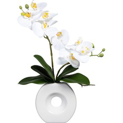 Kopu® Kunstbloem Witte Orchidee 35 cm in mooie witte Vaas - Phalenopsis