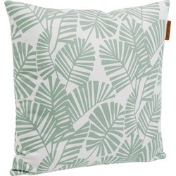 Bank/sier/tuin kussens voor binnen en buiten in palm print 40 x 40 x 10 cm - tuinstoelkussens
